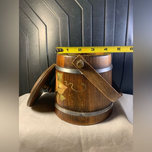 Vintage Basketville Hard Wood floral Painted Barrel - Picture 5 of 10